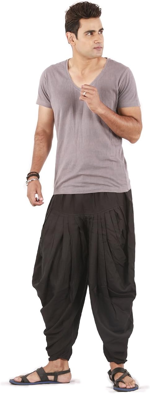 Dhoti Style The Harem Studio Mens Womens Linen Pants with Drawstring Elastic Waist and 2 Pockets Harem Pants