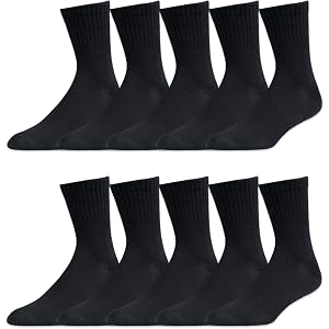 Unisex Kids Dress Socks 10 Pack Seamless Cotton School Uniform Crew Socks