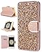iPhone 8 Case, iPhone 7 Wallet Case, FLYEE [Kickstand] Bling Handcraft Luxury Rhinestone Flip Case Magnetic Crystal Protective Leather with Card Slot for iPhone7 iPhone8 4.7 inch Rose Gold
