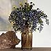 Rinlong 2Pcs Artificial Blueberries Fake Berries Stems Hanging Spray Frosted Blueberry Fall Floral Picks for Wreath Thanksgiving Decoration