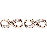 Infinite U Women's Earrings 925 Sterling Silver Infinity Symbol Stud Ear Jackets Earings Rose Gold Plated