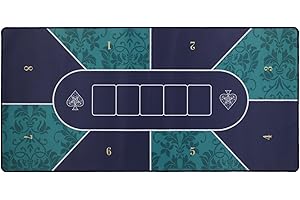 40" x 20" Texas Hold'em Poker Mat Portable Poker Table Top Art Deco Layout Print Hemmed Edges & Smooth Surface