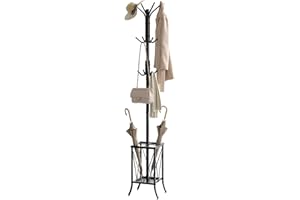 CHOEZON Coat Rack Freestanding, Coat Tree with Umbrella Holder, Entryway Hanger Stand with12 Hooks, Metal Hall Tree for Bags,