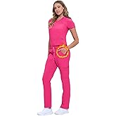 ACTIVE UNIFORMS Women's 11 Pocket Cargo Scrub Set - Cool Stretch Lightweight Medical Scrub Set for Nurses & Healthcare
