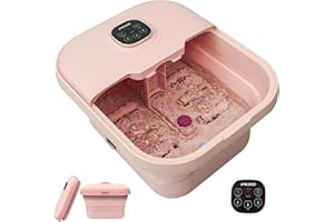 iFedio Collapsible Foot Spa with Heat and Remote Control and Jets,Pedicure Foot Spa with 6 Massage Rollers,Foot Soak Tub with Temperature Control,Timer,Bubbles and Vibration (2024,Black)