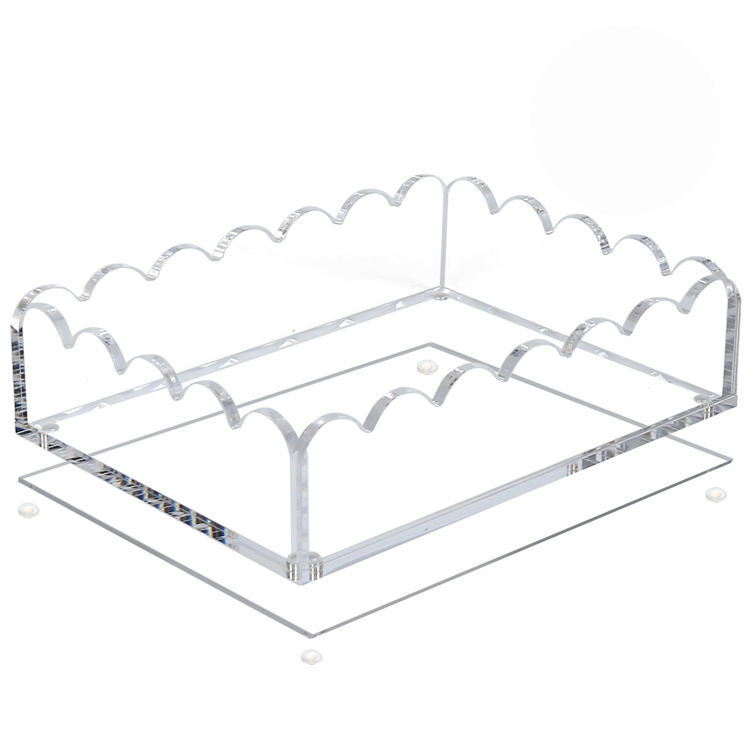 Photo 1 of ?.?*?.??? Scalloped Acrylic Tray with Magnetic Mat,Scallop Acrylic Tray with Insert,Bottom Replaceable Photos,Art Paper,Messages,Square,Decor for Bedroom,Vanity,Office