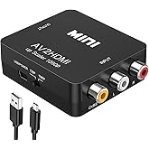 ABLEWE RCA to HDMI,AV to HDMI Converter, 1080P Mini RCA Composite CVBS Video Audio Converter Adapter Supporting PAL/NTSC for 