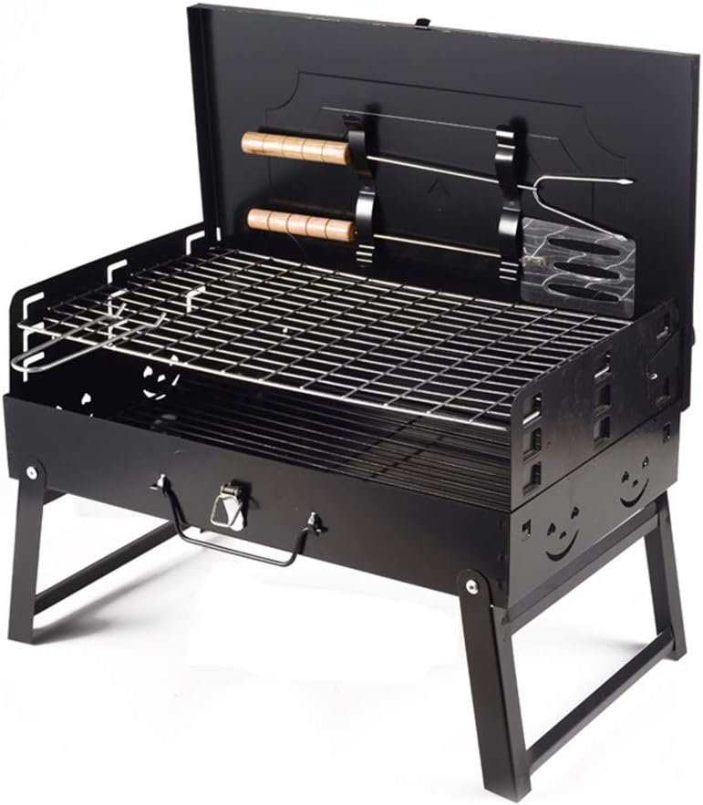 Charcoal Grill Portable Foldable Suitcase Style BBQ Rack for Outdoor