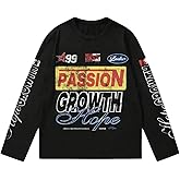 RoseSeek Men's Number Print Jersey Tops Graphic Tee Long Sleeve Crew Neck T-Shirt Streetwear