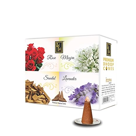 Zed Black Dhoop Cones Boxes (Rose, Mogra, Sandal and Lavender) - Pack of 12
