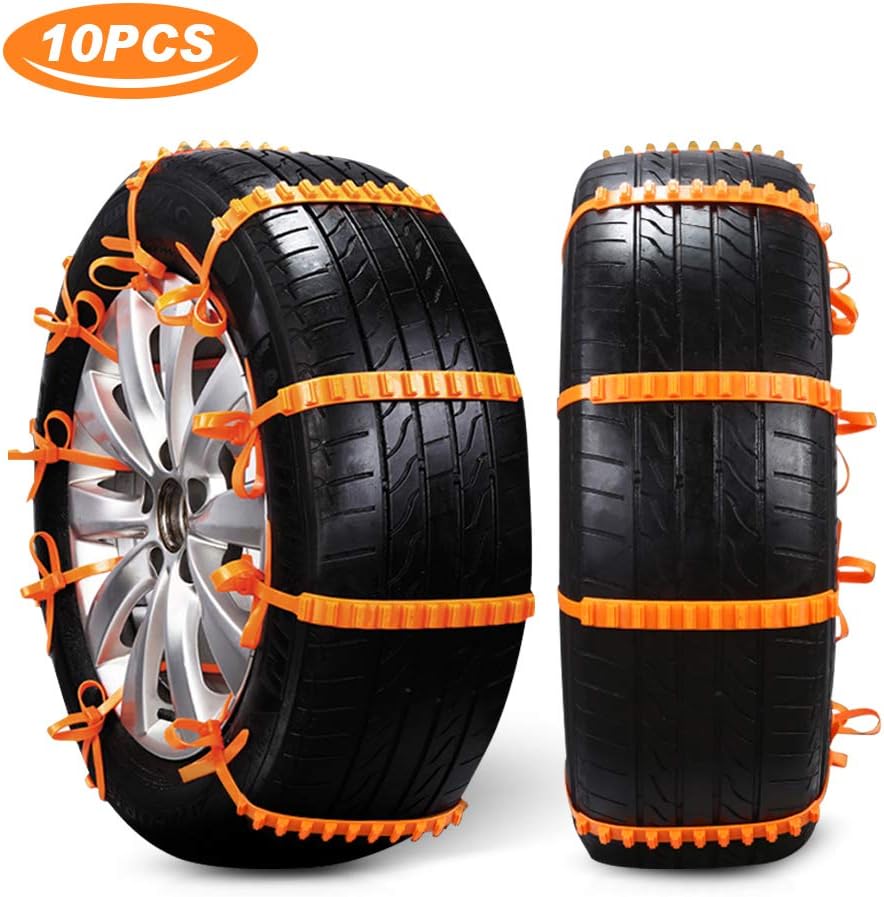AUTOLOVER Anti Snow Chains of Car, 10pcs Universal Winter Car Tyre Anti-Skid Snow Chains for car SUV Truck,Car Security Chains