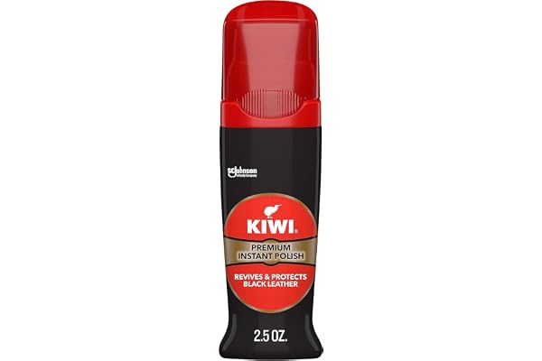 KIWI Instant Black Shoe Polish and Shine, Use on Shoes, Boots, and Furniture, Black, 75mL