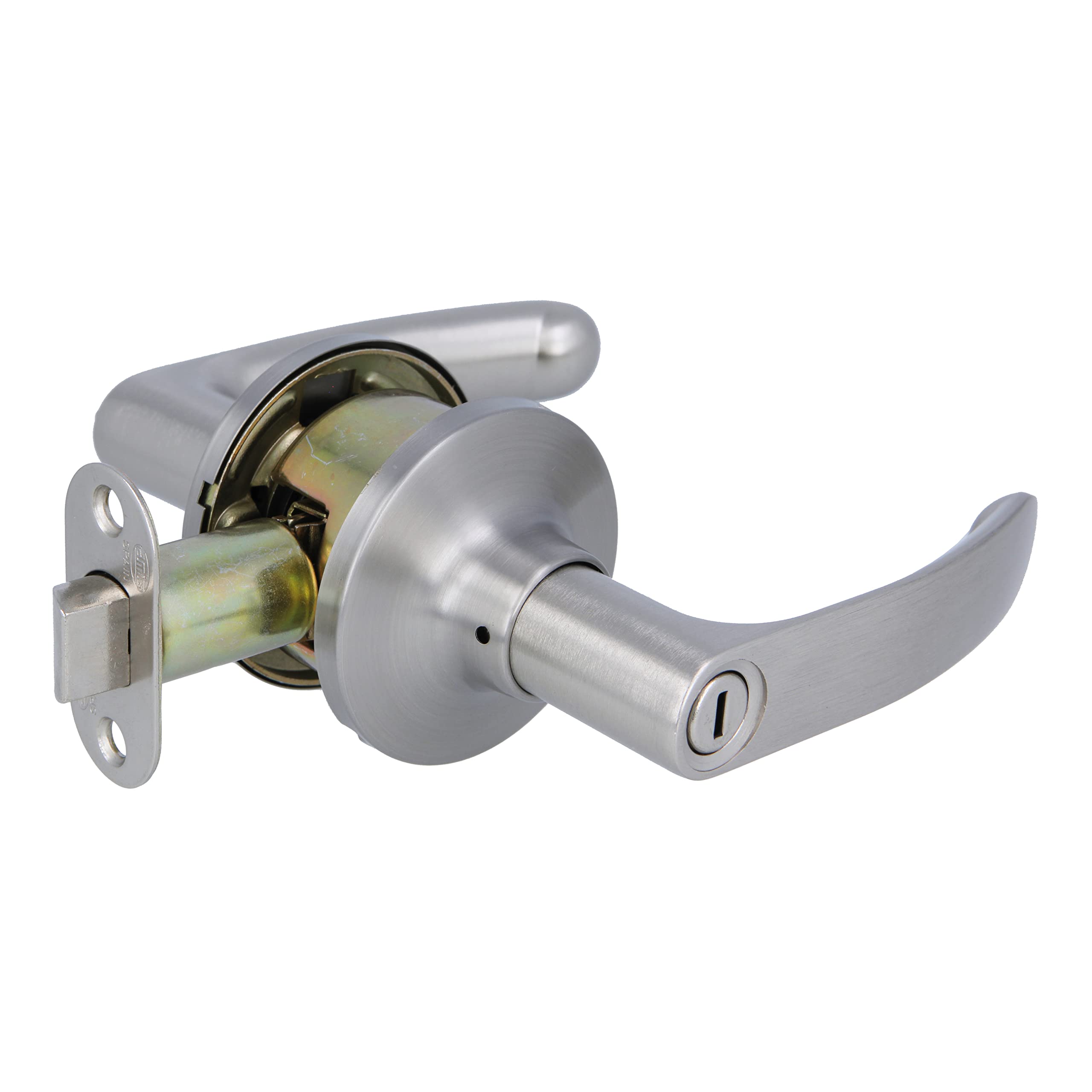 Amig - Set of Handles with Door Handle - Exterior Key Lock Handle - Ideal for Hotels - Elegant and Simple Design - Steel - Matte Chrome - Entry Handle 60/70mm