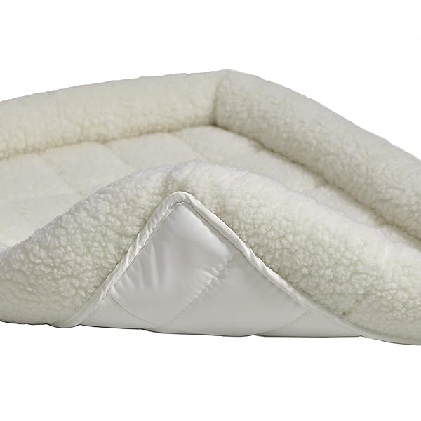 MIDWEST HOMES FOR PETS QUIETTIME DOG BED – WHITE FLEECE BOLSTER, ULTRA-SOFT AND MACHINE WASHABLE, FITS 48-INCH CRATES AND CARRIERS, FOR EXTRA-LARGE BREED DOGS