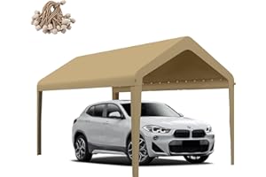 GOTRUTH Canopy Replacement Cover, Carport Replacement Canopy, 800D Oxford Waterproof & UV Protected Tarp with Ball Bungees (Frame is not Included) (Beige, 12x20)