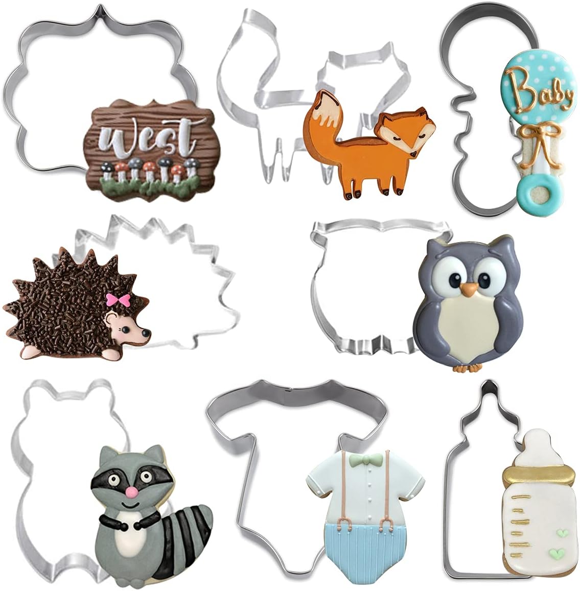 8 Pack Woodland Cookie Cutter Set Forest Animal Cookie Biscuit