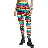 sissycos Women's 80s Leggings Buttery Soft Rainbow Stripes Printed Stretchy Pants