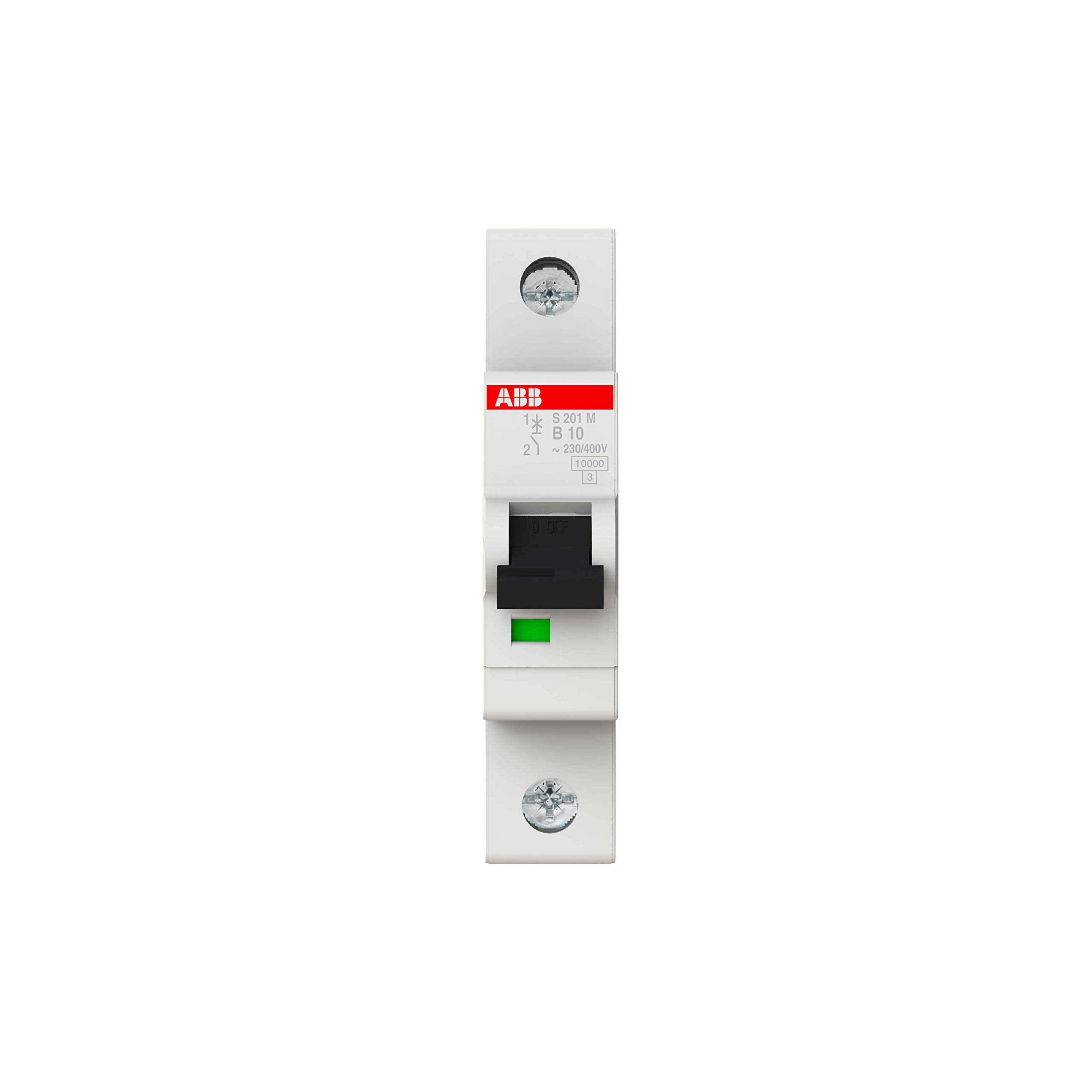 ABB S201M-B10 Miniature Circuit Breaker, 1 Pole, Type B, 10kA/15kA Breaking Capacity, 10 Amp Current (2CDS271001R0105) — image 1