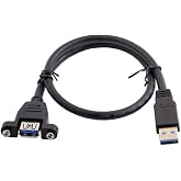 chenyang USB 3.0 A Type Male to Female Extension Cable with Panel Mount Screws 50cm