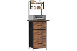 Snughome 3 Drawer Tall File Cabinet with 19.7'' Extended Desktop, 3-Tier Filing Cabinet for Home Office 51.6''H Vertical File Cabinet Printer Stand for Home Office,Fits A4/Letter/Legal,Rustic Brown