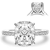 RODIFFY 3.5 Carat Cushion Cut Moissanite Engagement Rings for Women, S925 Silver D Color VVS1 Lab Created Moissanite Promise Ring
