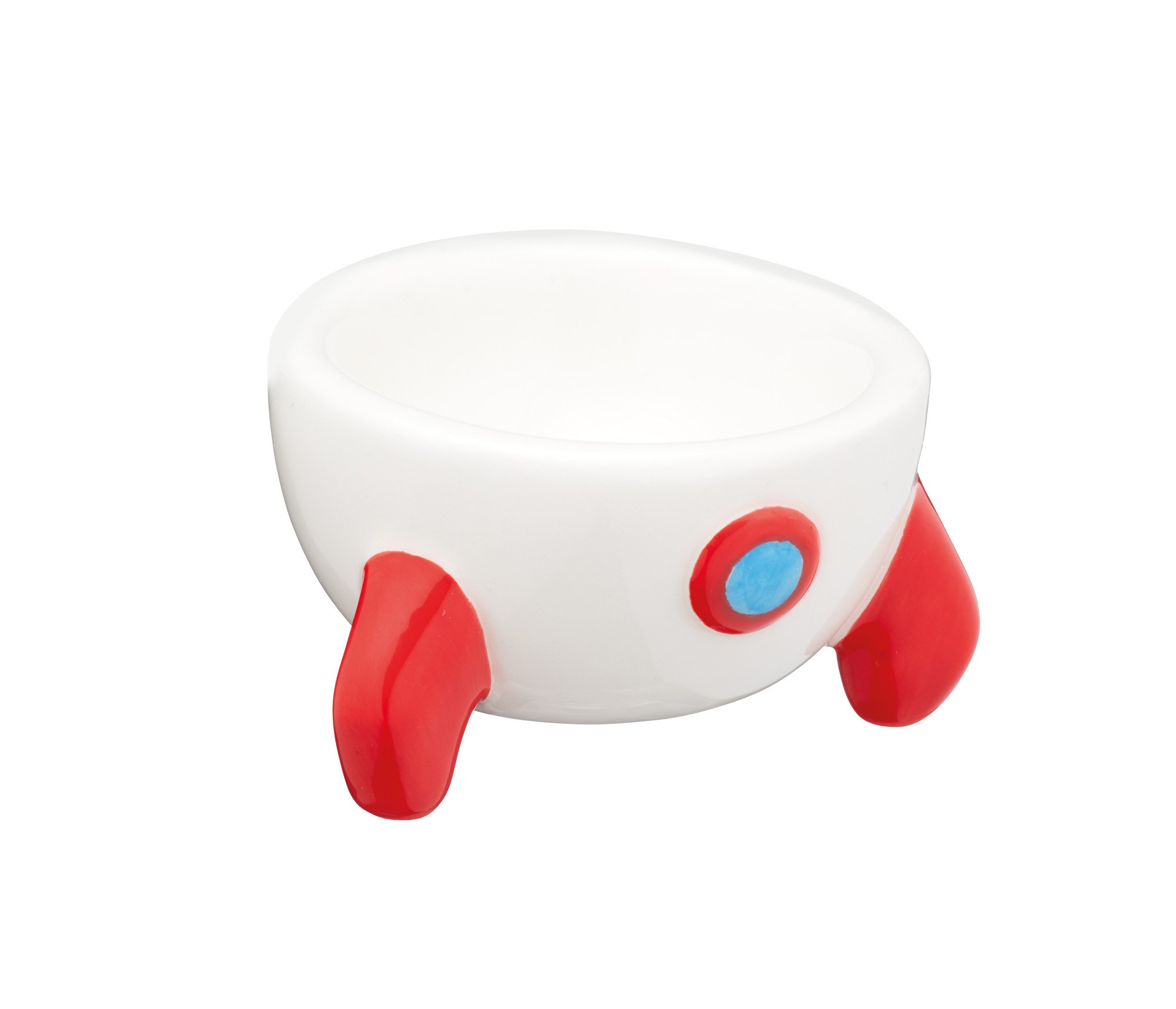 KitchenCraft Ceramic Rocket-Shaped Novelty Egg Cup, 6 x 6 x 3.5 cm (2.5" x 2.5" x 1.5") - White/Red