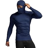 TSLA Men's Thermal Compression Shirts Hoodie with Mask, Long Sleeve Winter Sports Base Layer Top, Active Running Shirt