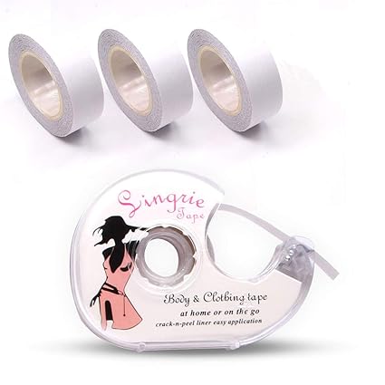 HOMTTEK Doppelseitiges Klebeband für den Körper, Push-up-Tapes Brusttape Klebe-BH Mit Zwei Rollen Und Abroller(2 Rolls)