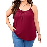 V FOR CITY Women's Plus Size Tank Top with Built in Bra Adjustable Strap Camisole Summer Loose Cami Shirt 1X-4X