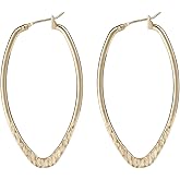 Spirit by Silver Forest Gold Tone Hammered Oval Shaped Hoop Earrings