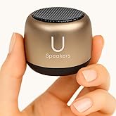 Fashionit U Micro - Small Bluetooth Speaker | Coin-Sized Speakers Bluetooth Wireless with Built-in Mic & Remote Shutter | Portable Rich Sound for Travel, Shower, Beach | Gold