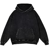 SnowElve Mens Hoodies Vintage Oversized Hoodie Acid Wash Couples Cotton Pullover Hoodies for Men Streetwear Sweatshirts