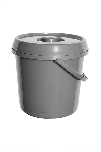 Whitefurze 14 Litre Bucket with Lid Silver