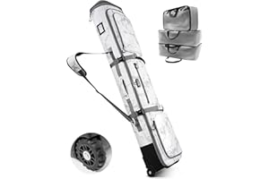 AUROTIER 10mm Padded Skis Snowboard Bag with Wheels and TSA Combination Lock for Air Travel, 3 TPU Zippered Bags, Flexible Storage for Snowboards, Helmets, Snow Jackets & Boots, Waterproof