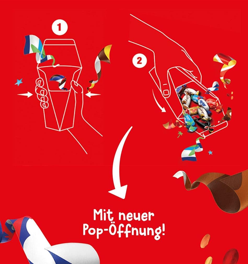 Celebrations Pop Box 350g I Geschenk I Überraschung I Geschenkbox I Mini Schokoriegel Mix I Twix Snickers Mars Milky Way Galaxy Maltesers Teasers Galaxy Caramel Bounty 3