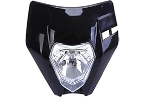 Motorcycle12V Headlight Fairing E8 Emark Headlamp Fit for K-tm SX SX-F EXC XC-W XC-F WR DRZ KX YZ KLX F Bike Mask(Black)