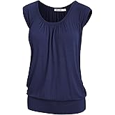 Lock and Love Women's Scoop Neck Short Sleeve Solid/Print/Dip-Dye Sweetheart Top S-3XL Plus Size