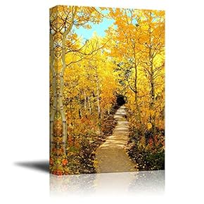 Canvas Prints Wall Art - Beautiful Autumn Scenery Colorful Fall Foliage Framing a Autumn Scene Along The River | Modern Wall Decor/Home Art Stretched Gallery Wraps Giclee Print- 12" x 18"