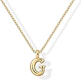 PAVOI 14K Gold Plated Dainty Chunky Bubble Initial Letter Pendant Necklace for Women | Alphabet Letter Necklace