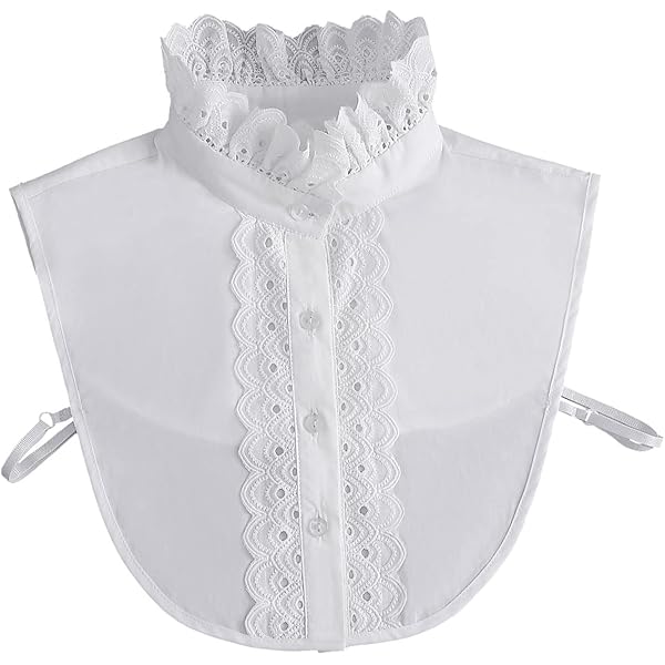 Retzjorv Women's Fake Collar Detachable Dickey Collar Half Shirt Blouse Lace Flower Shirt Collar Peter Pan Faux False Collar (Black