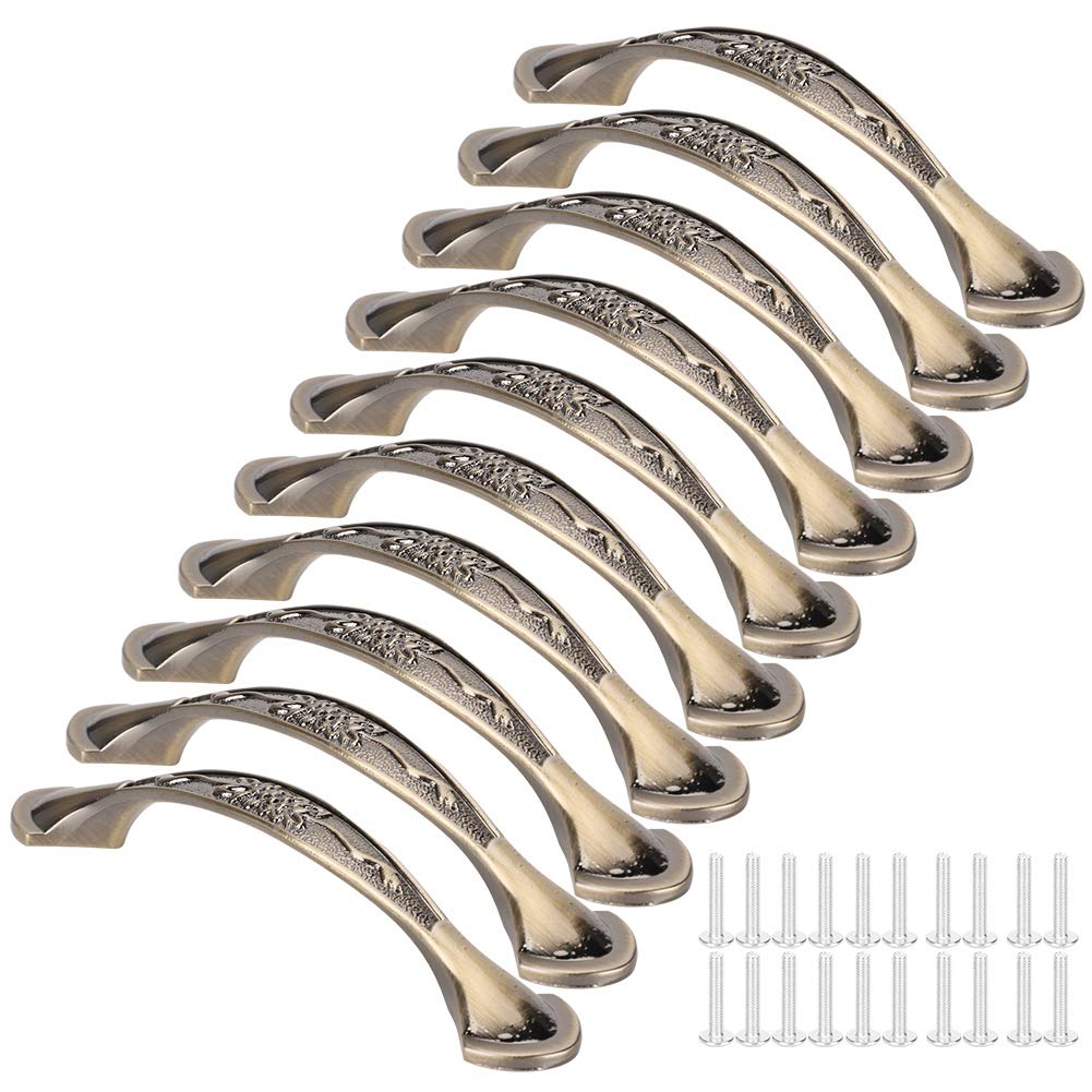 Cosiki Vintage Cabinet Handles,Furniture Door Pull Handles, 10 Set Cabinet Pull Handle Zinc Alloy Shoebox Drawer Office Hardware Hole Distance 96mm Cabinet Pull