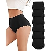 Cevapro Womens Underwear Seamless High Waisted Tummy Control Briefs No Show Full Coverage Wave Edge Ladies Panties 6 Pack