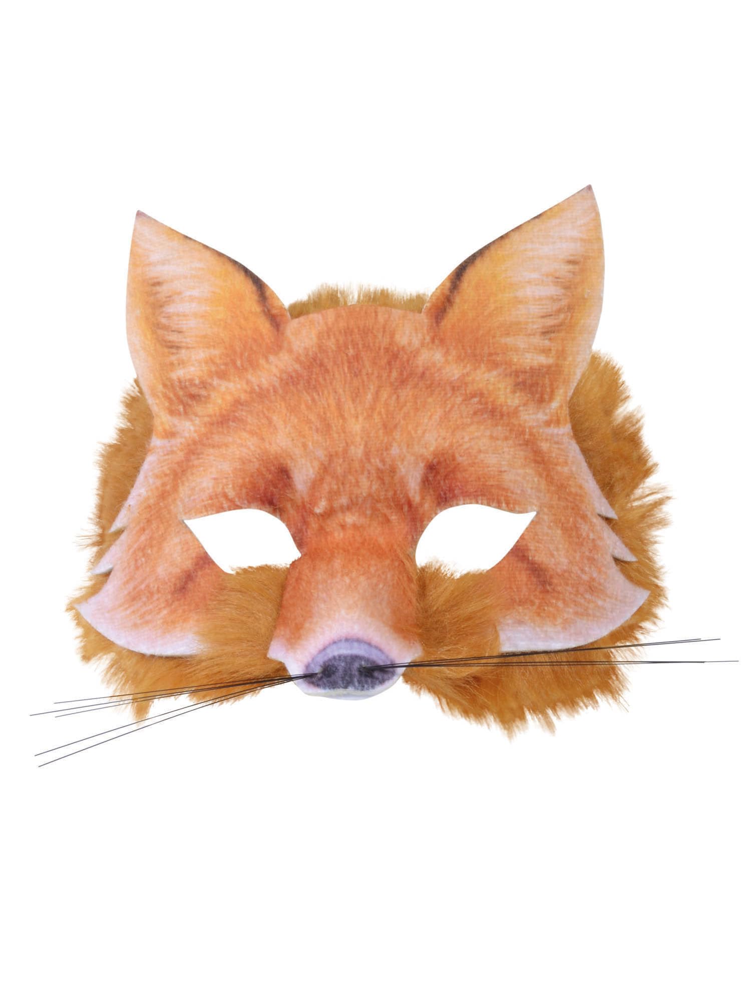 Brown Plastic & Card Fox Face Mask with Realistic Fur (1 pc) - Perfect for Cosplay, Theatrical Performances, & Themed Parties Halloween