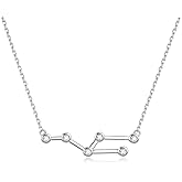 AOBOCO Sterling Silver Zodiac Necklace Embellished with Crystals from Austria, 12 Constellation Horoscope Astrology Necklace, Anniversary Birthday Jewelry Gifts for Women