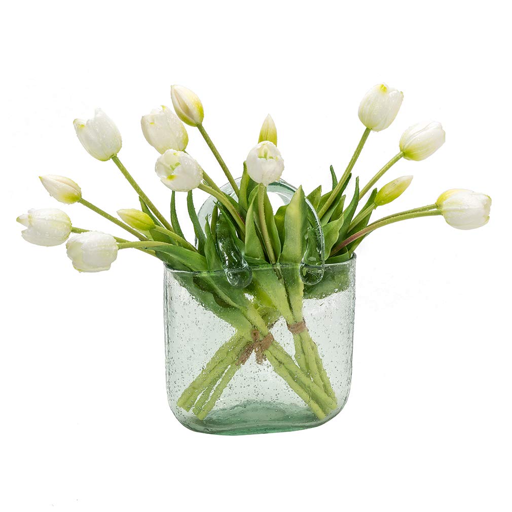 DUYONE 15pcs Artificial Tulips Flowers, Real Touch Latex Bouquet, Fake Tulips for Office Wedding Party Home Kitchen Garden Decoration(White,15pcs) — image 1