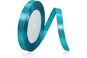 HLOMVE Solid Color Turquoise Blue Satin Ribbon, 3/8 Inches x 25 Yards Fabric Satin Ribbon for Gift Wrapping, Crafts, Hair Bows Making, Wreath, Wedding Party Decoration and Other Sewing Projects