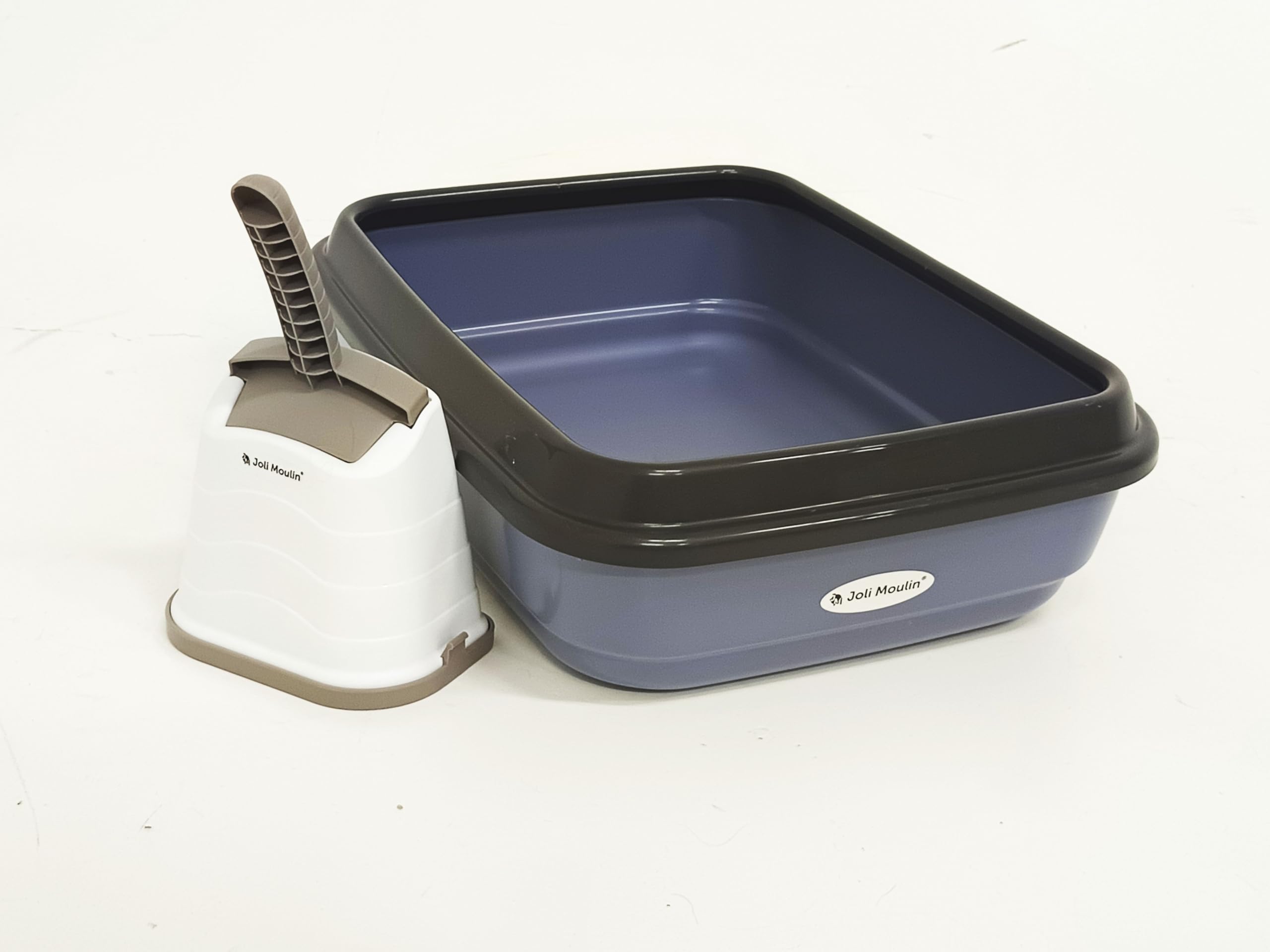 Joli Moulin Premium Open Cat Litter Tray with Rim 40 x 50 x 15 cm Set with Litter Scoop and Hygiene Container Non-Toxide Raw Material for the Environment