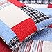 Cozy Line Plaid Quilt Sets Patchwork Bedspread Cotton Kid Bedding for Boys, Fire Truck Theme (Queen, 1 Quilt, 2 Shams)