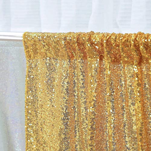 Gold Backdrop Curtain 2 Pieces 2ft x 8ft Sequin Background Drapes Photo