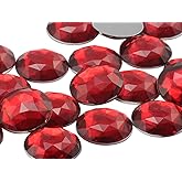 25mm Red Ruby H103 Flat Back Round Acrylic Rhinestones Plastic Circle Gems for Costume Making Cosplay Jewels Pro Grade Embelishments - 20 Pieces (Ruby)